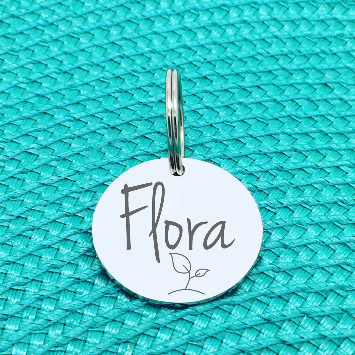 Engraved Custom Pet Tag Bean Sprout Design (Personalised Dog Tag / Personalised Cat Tag)