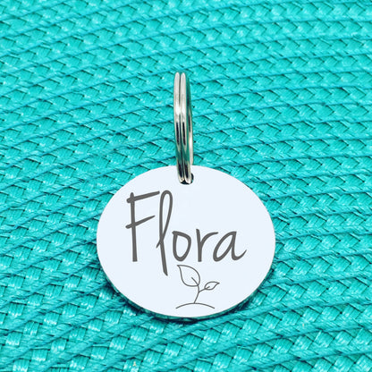 Engraved Custom Pet Tag Bean Sprout Design (Personalised Dog Tag / Personalised Cat Tag)