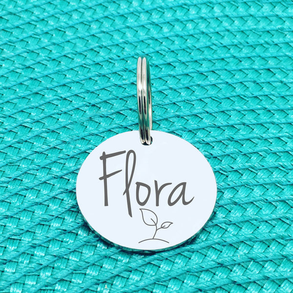 Engraved Custom Pet Tag Bean Sprout Design (Personalised Dog Tag / Personalised Cat Tag)