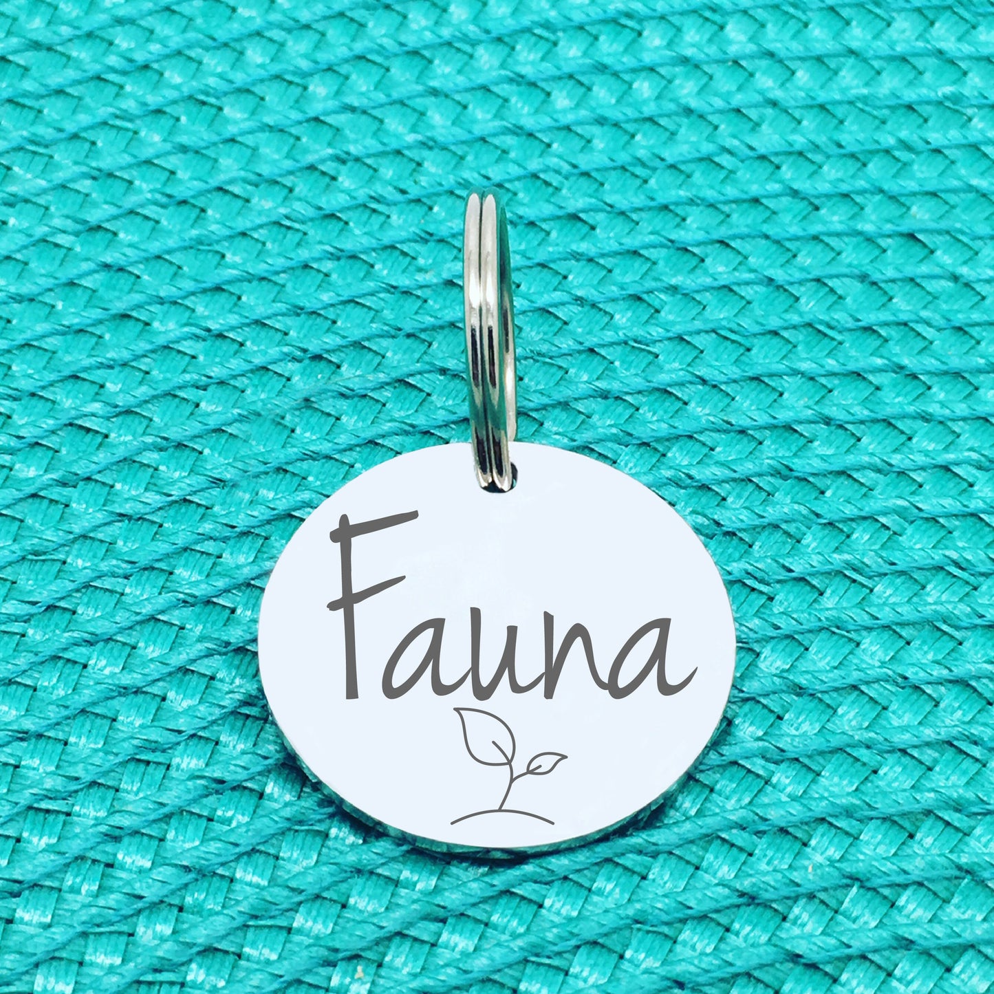 Engraved Custom Pet Tag Bean Sprout Design (Personalised Dog Tag / Personalised Cat Tag)