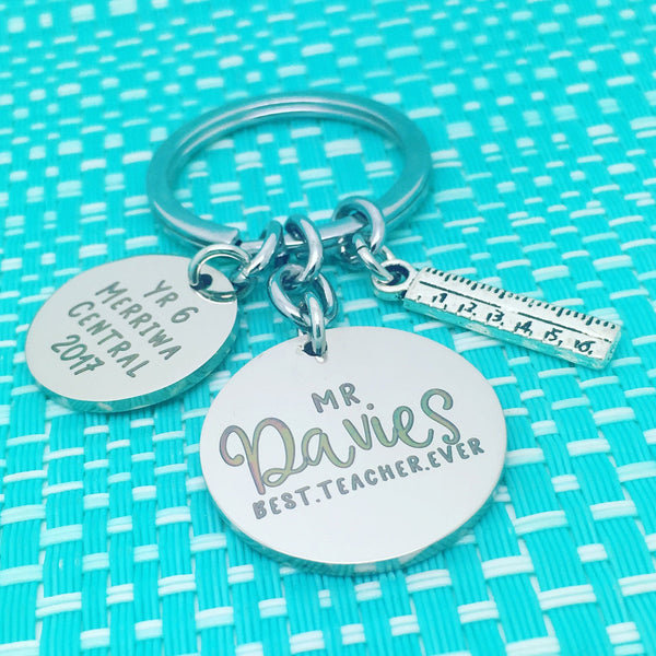 Best Teacher Ever Personalised Keyring (Teacher Gift, Personalised Teacher Gift)