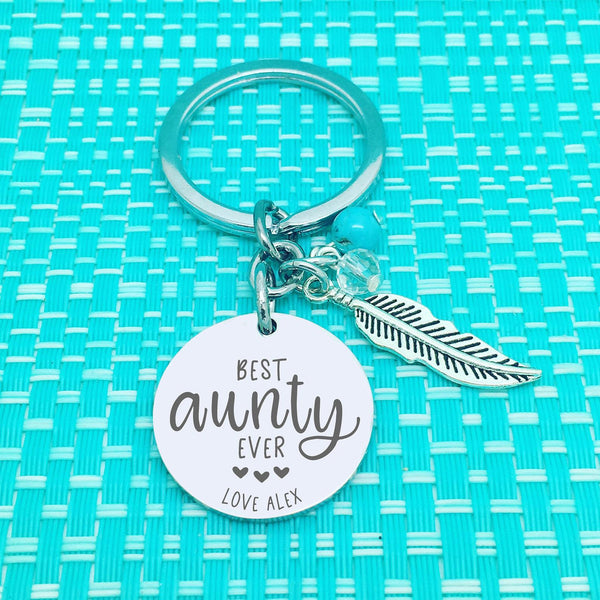 Best Aunty Ever Personalised Keyring (Custom Aunty Gift, Personalised Auntie Gift from Nieces and Nephews)