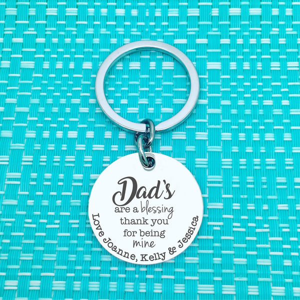 Daddy's Are A Blessing Thank You For Being Mine Personalised Keyring (Change Daddy to a name of your choosing)