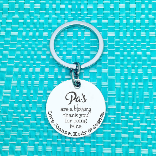 Daddy's Are A Blessing Thank You For Being Mine Personalised Keyring (Change Daddy to a name of your choosing)