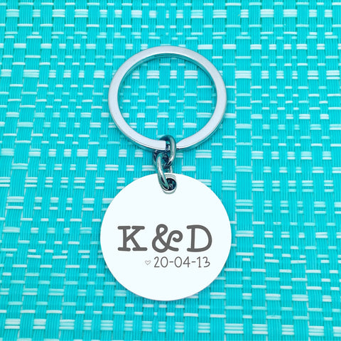 Personalised Couple Anniversary Keyring (Add your initials and anniversary date)