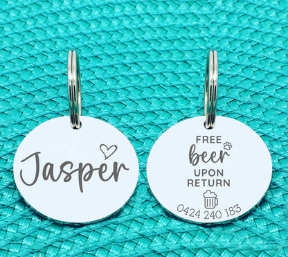 Personalised Dog Tag, Nova Design Free Beer Upon Return