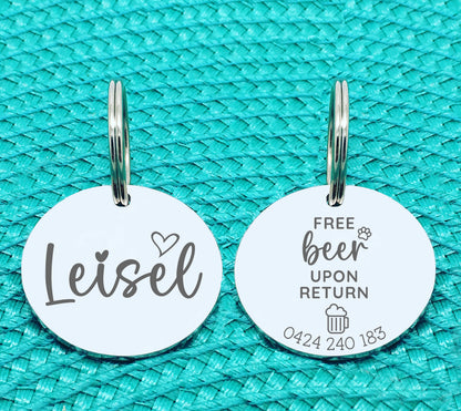 Personalised Dog Tag, Nova Design Free Beer Upon Return