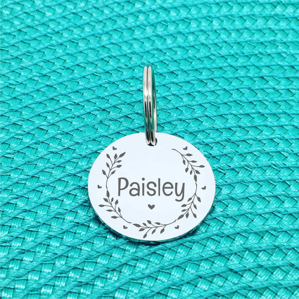 Custom Engraved Double Sided Pet Name Tag (Personalised ID tag) - 'Rosie' have your people call my people design