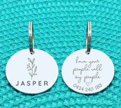 Custom Engraved Double Sided Pet Name Tag (Personalised ID tag) - 'Nola' Have your people call my people design