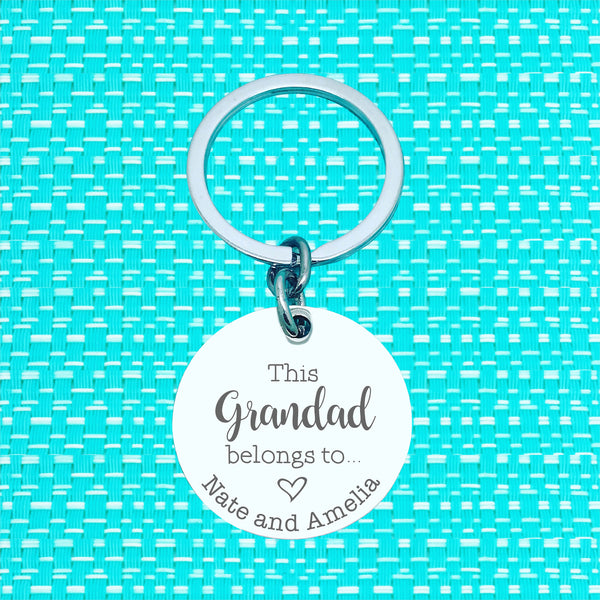 This Dad Belongs Too Personalised Keyring (change Daddy to a name of your choosing)