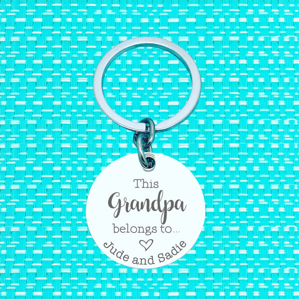 This Dad Belongs Too Personalised Keyring (change Daddy to a name of your choosing)