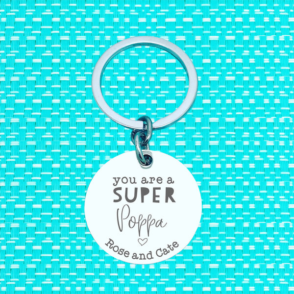 You Are A Super Dad Personalised Keyring (change Daddy to a name of your choosing)