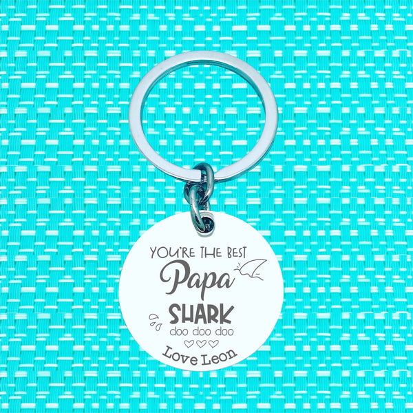 Daddy Shark Personalised Keyring (change Daddy to a name of your choosing)