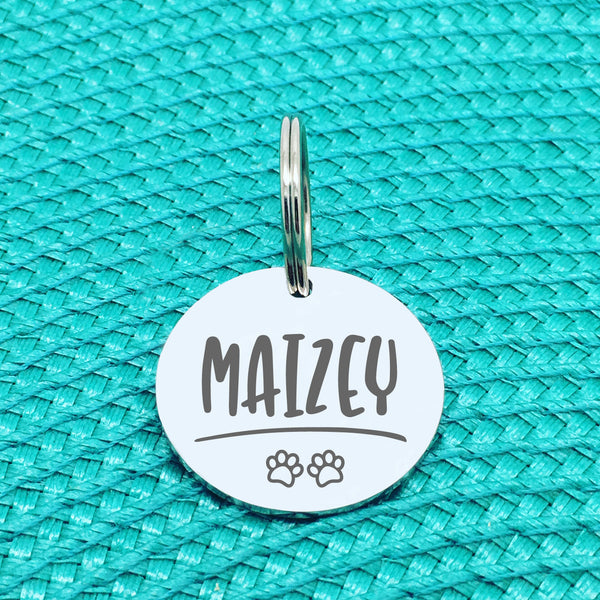 Personalised Pet Tag, Charlie Design With Paw Prints (Personalised Dog Tag / Personalised Cat Tag)