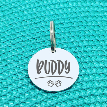 Personalised Pet Tag, Charlie Design With Paw Prints (Personalised Dog Tag / Personalised Cat Tag)