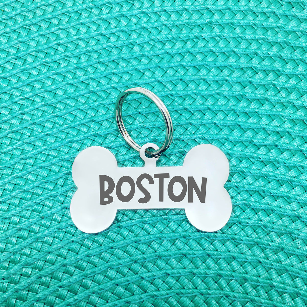 Personalised Dog Tag - Double Sided Bone Shaped Dog Tag (for large dogs) - Bailey Design