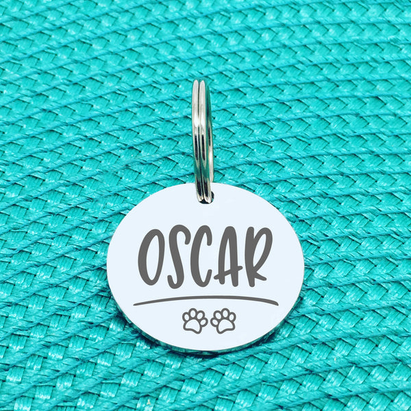 Personalised Pet Tag, Charlie Design With Paw Prints (Personalised Dog Tag / Personalised Cat Tag)