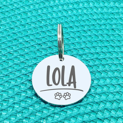 Personalised Pet Tag, Charlie Design With Paw Prints (Personalised Dog Tag / Personalised Cat Tag)