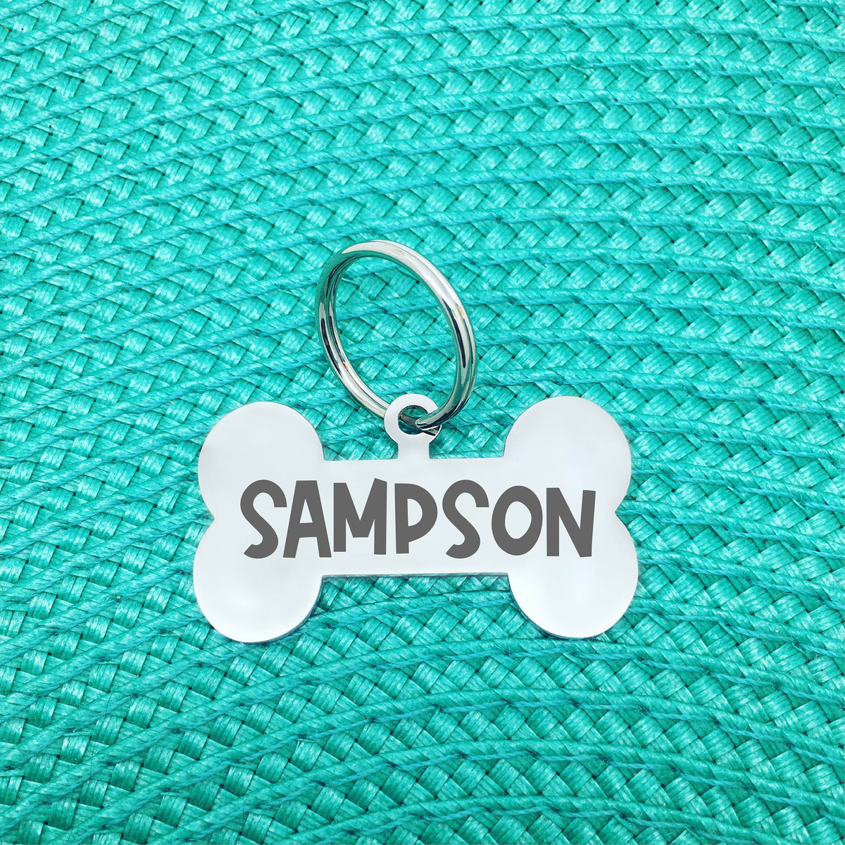 Personalised Dog Tag - Double Sided Bone Shaped Dog Tag (for large dogs) - Bailey Design