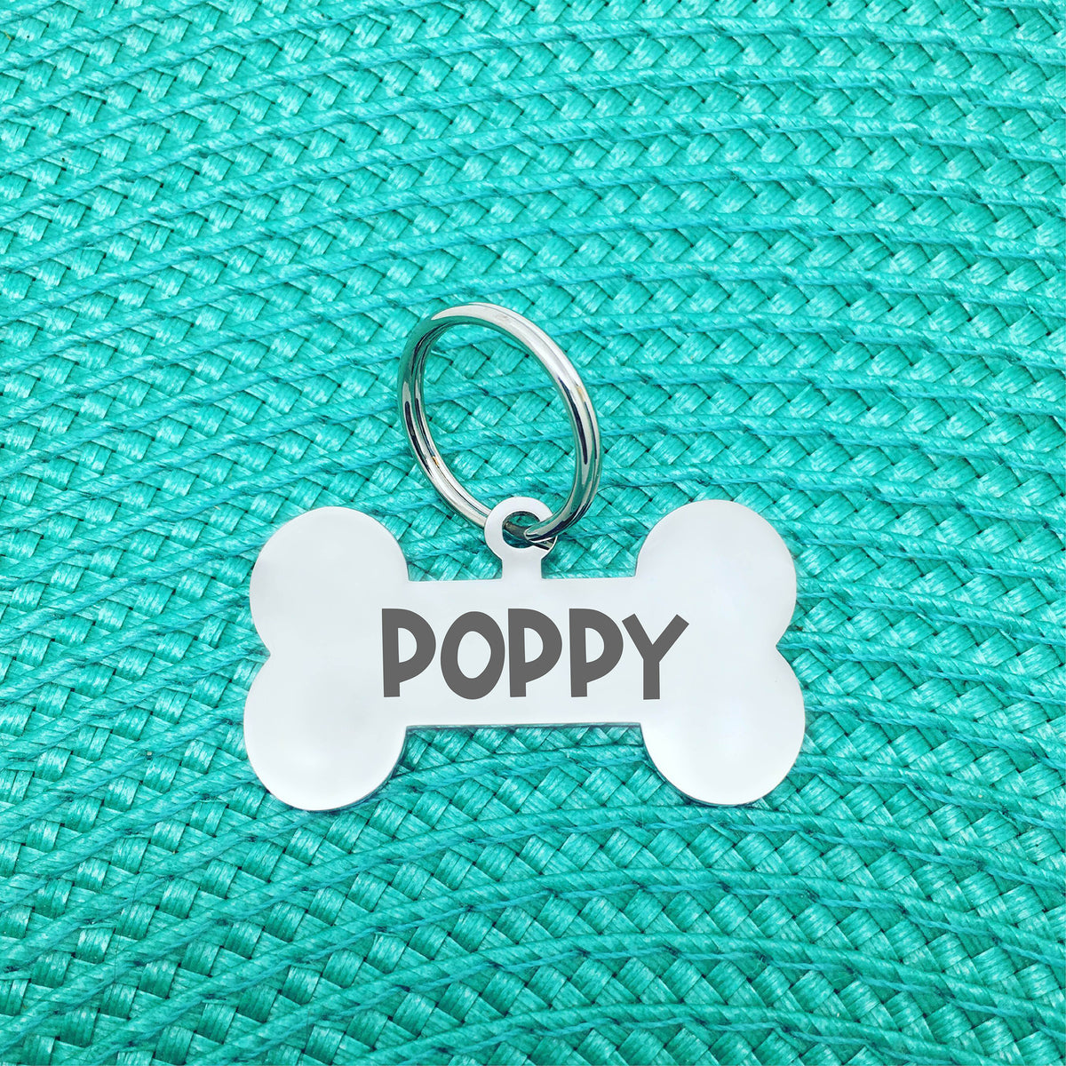 Personalised Dog Tag - Double Sided Bone Shaped Dog Tag (for large dogs) - Bailey Design