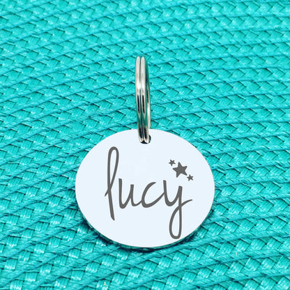 Engraved Personalised Pet Tag 'Amber' Star Design (Personalised Dog Tag / Personalised Cat Tag)