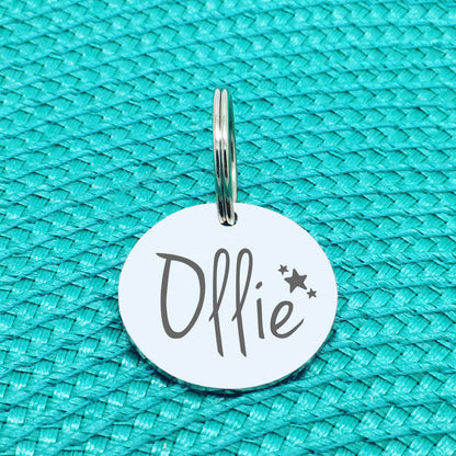Engraved Personalised Pet Tag 'Amber' Star Design (Personalised Dog Tag / Personalised Cat Tag)