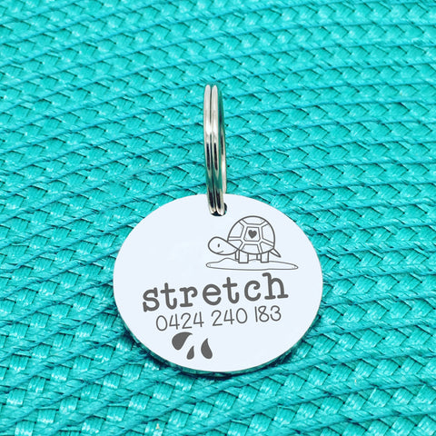 Engraved Personalised Pet Tag Stretch Turtle Design