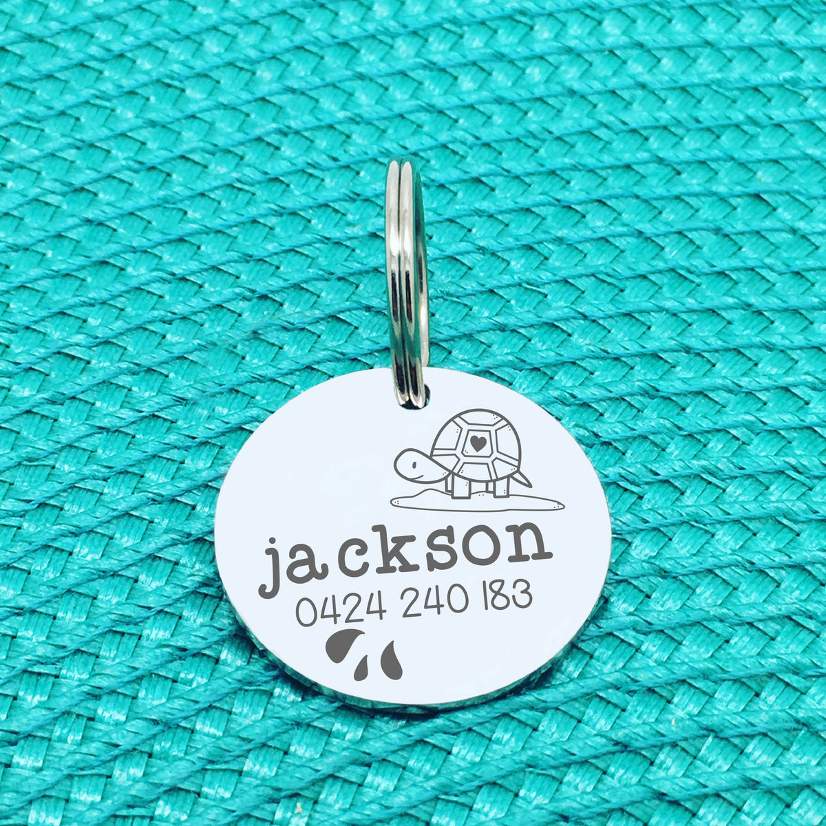 Engraved Personalised Pet Tag Stretch Turtle Design