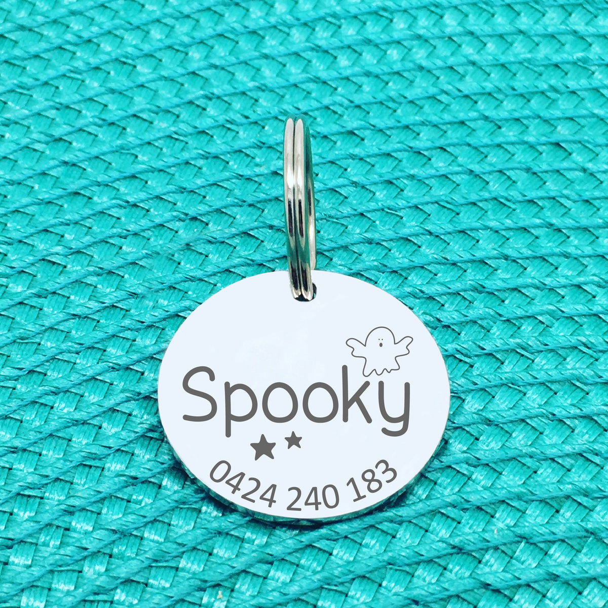 Personalised Pet Tag, Spooky Ghost Design (Personalised Dog Tag / Personalised Cat Tag)