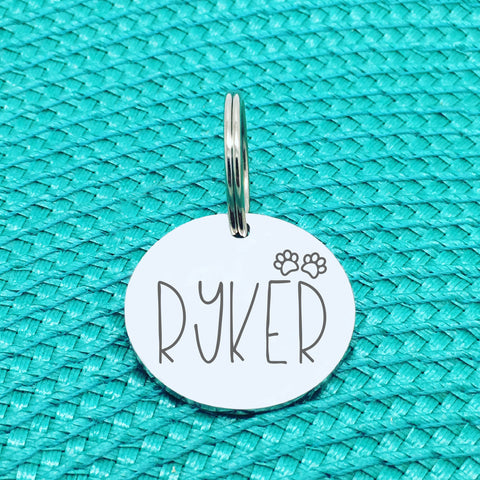 Engraved Personalised Pet Ryker Paw Print Design (Personalised Custom Engraved Dog Tag)