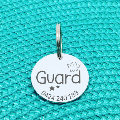 Personalised Pet Tag, Spooky Ghost Design (Personalised Dog Tag / Personalised Cat Tag)