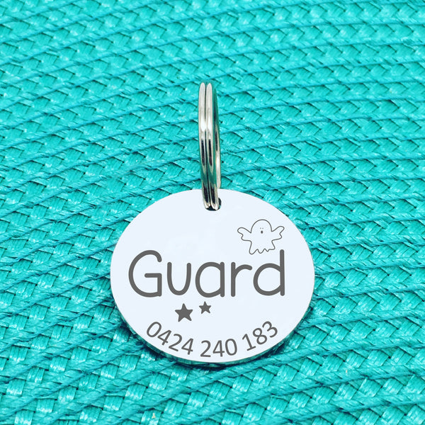 Personalised Pet Tag, Spooky Ghost Design (Personalised Dog Tag / Personalised Cat Tag)