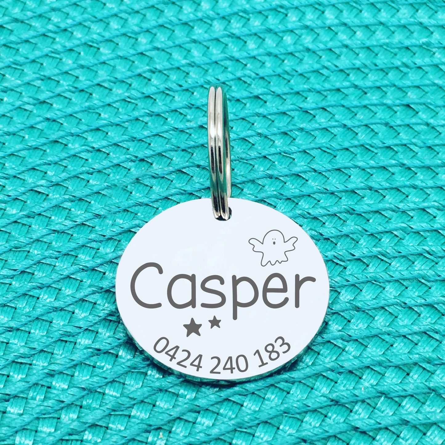 Personalised Pet Tag, Spooky Ghost Design (Personalised Dog Tag / Personalised Cat Tag)