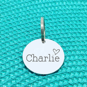 Engraved Personalised Pet Tag, Clancy Heart Design (Personalised Custom Engraved Dog Tag)