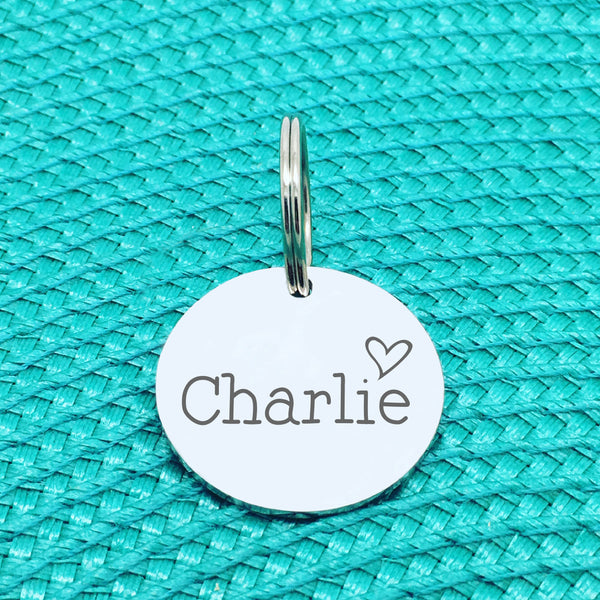 Engraved Personalised Pet Tag, Clancy Heart Design (Personalised Custom Engraved Dog Tag)