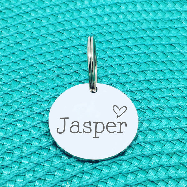Engraved Personalised Pet Tag, Clancy Heart Design (Personalised Custom Engraved Dog Tag)