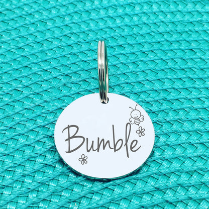 Personalised Pet Tag, 'Jasper' Bee Design (Personalised Custom Engraved Dog Tag)