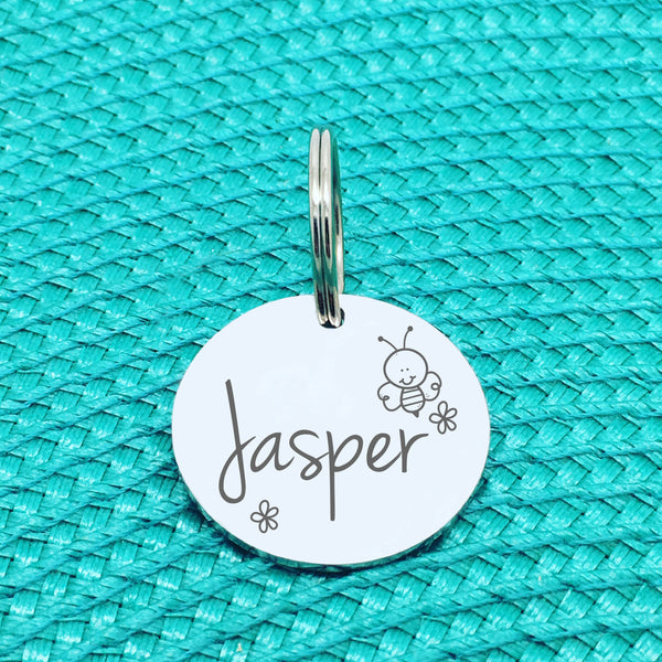 Personalised Pet Tag, 'Jasper' Bee Design (Personalised Custom Engraved Dog Tag)