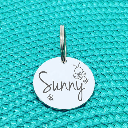 Personalised Pet Tag, 'Jasper' Bee Design (Personalised Custom Engraved Dog Tag)