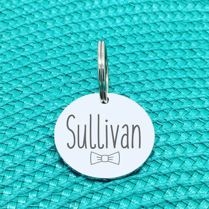Personalised Pet Tag, Sullivan Design with Bow Tie (Personalised Dog Tag / Personalised Cat Tag)