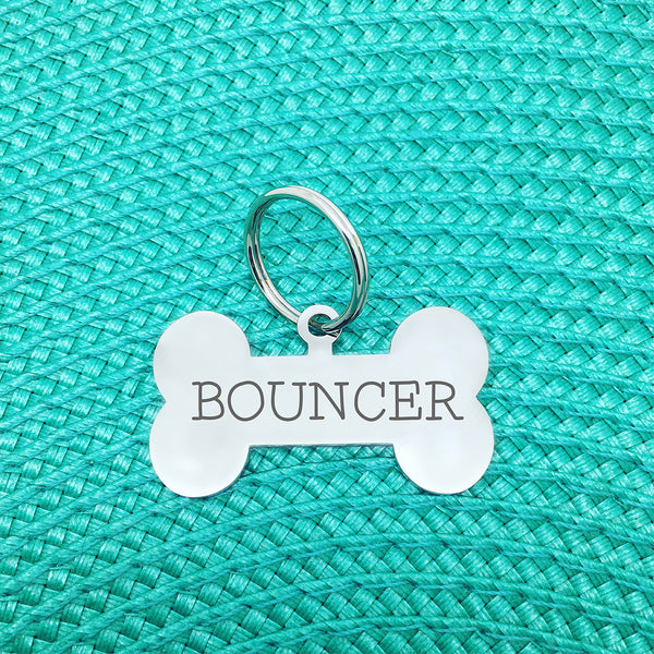 Personalised Dog Tag - Double Sided Bone Shaped Dog Tag (for large dogs) - Rascal Design
