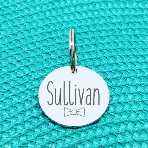 Personalised Pet Tag, Sullivan Design with Bow Tie (Personalised Dog Tag / Personalised Cat Tag)