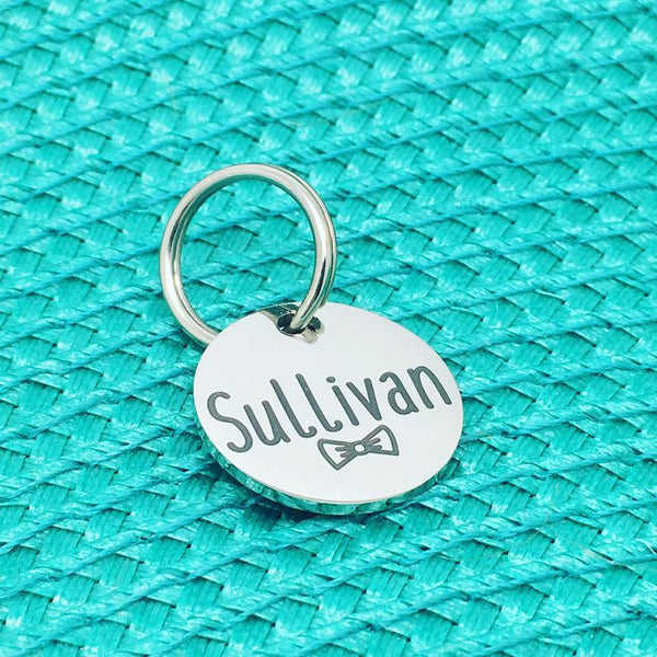 Personalised Pet Tag, Sullivan Design with Bow Tie (Personalised Dog Tag / Personalised Cat Tag)