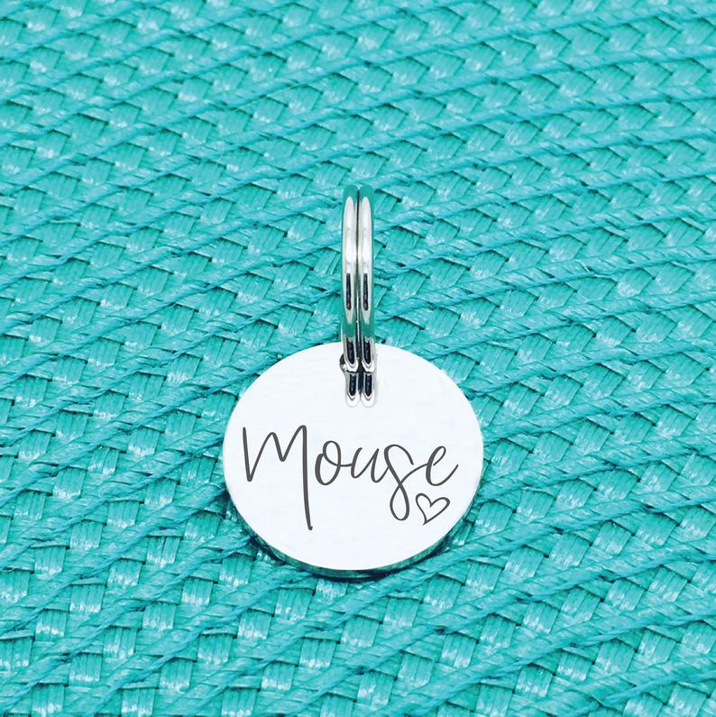 Personalised Pet Tag, Pancake Design with Heart Image (Personalised Dog Tag / Personalised Cat Tag)