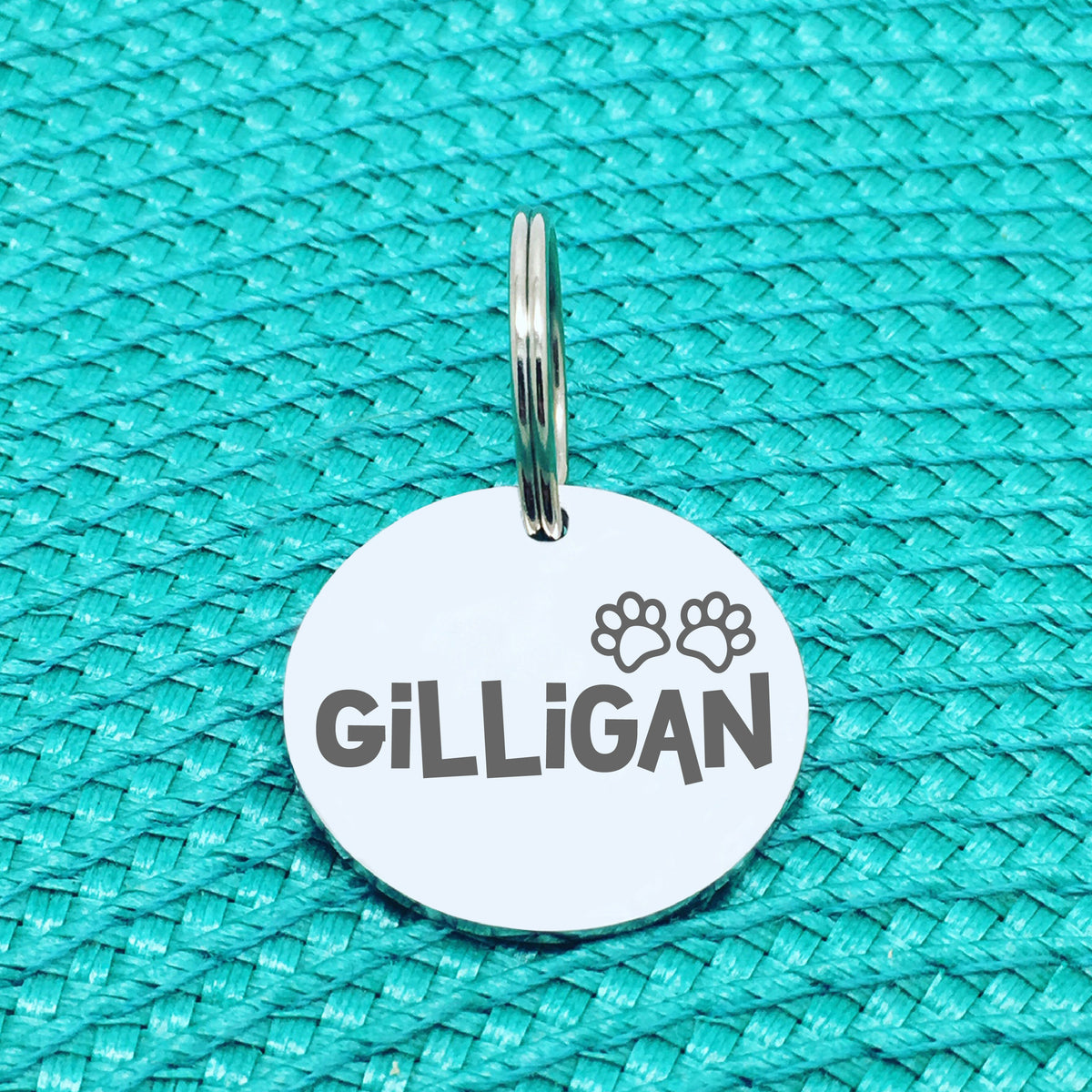 Engraved Personalised Pet Tag, Gilligan Paw Print Design (Personalised Custom Engraved Dog Tag)