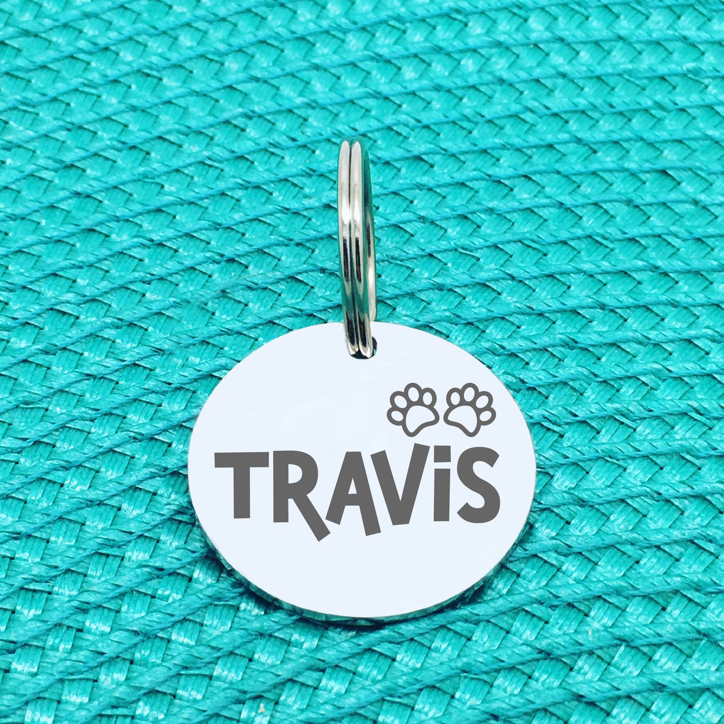 Engraved Personalised Pet Tag, Gilligan Paw Print Design (Personalised Custom Engraved Dog Tag)