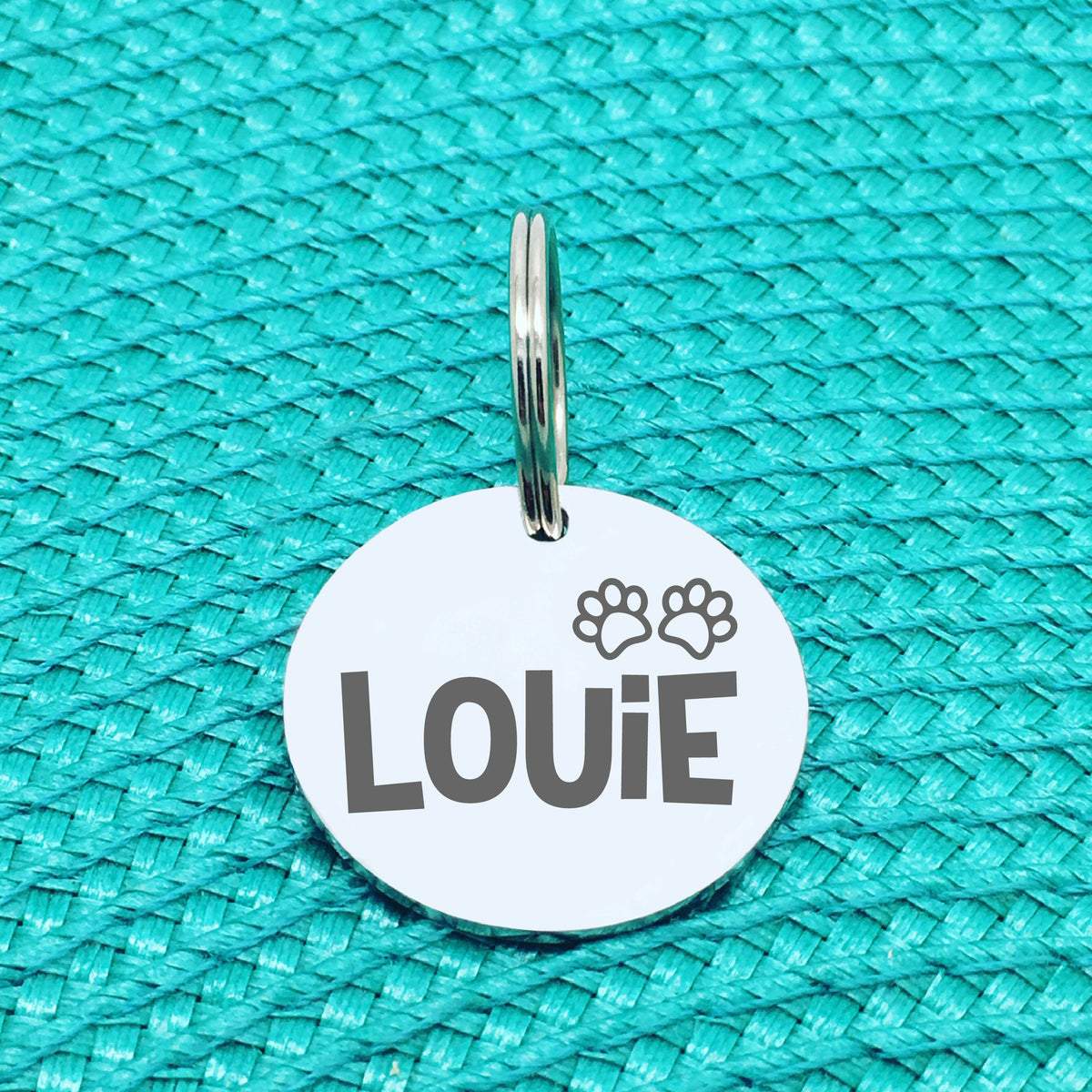 Engraved Personalised Pet Tag, Gilligan Paw Print Design (Personalised Custom Engraved Dog Tag)