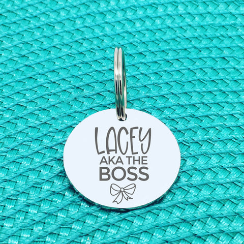 Personalised Pet Tag, 'The Boss' Design (Personalised Custom Engraved Dog Tag)