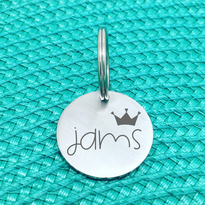 Matte Finish Personalised Pet Tag Boston Design with Crown Image (Personalised Dog Tag / Personalised Cat Tag)