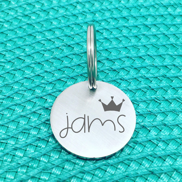 Matte Finish Personalised Pet Tag Boston Design with Crown Image (Personalised Dog Tag / Personalised Cat Tag)